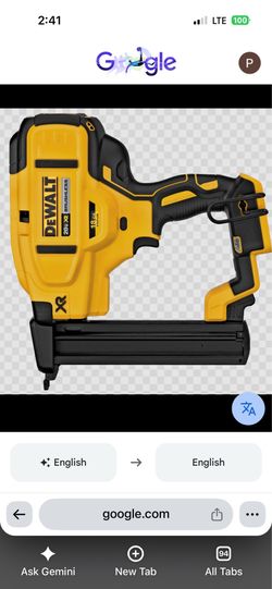 Dewalt 20v.     18 gauge narrow crown stapler