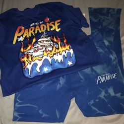 NEW See You In Paradise Stacked Sweatpants & T-shirt Size 3XL