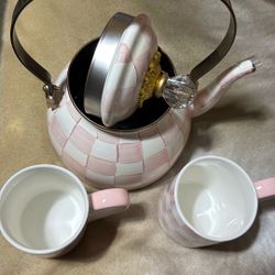 Mackenzie Childs Tea Kettle Cup Set