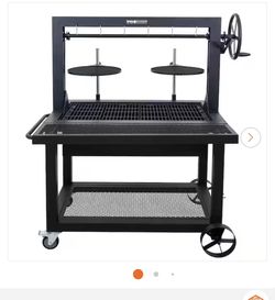 Even Embers Santa Maria Charcoal and Wood Grill in Black with Cover Included