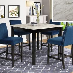 NEW 5pc Faux Marble Counter Height DINING Room SET Table💥Blue or Black $10 Down