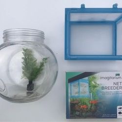 New- Glass Fishbowl & 2 Net Breeders 