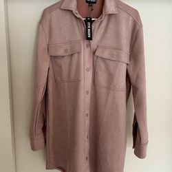 Steve Madden Women Suede Long Button Up Front Pockets Shirtdress /Jacket Sz S $99