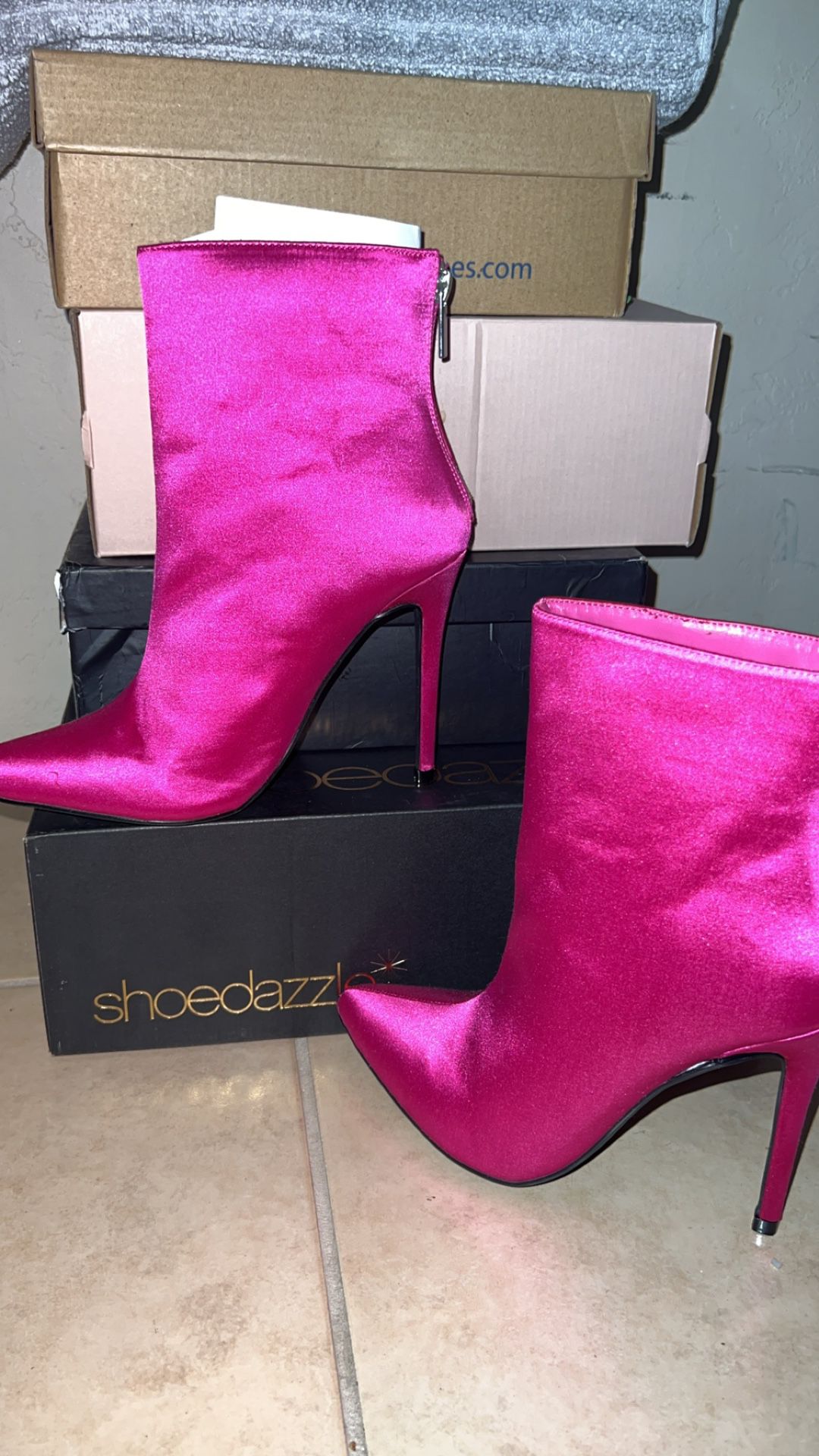 Pink Heel Boots Size 7.5