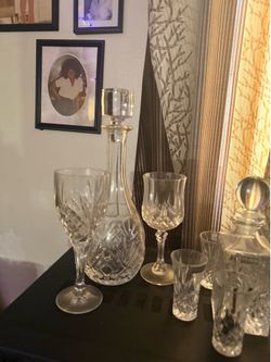 Cut glass crystal decanter set with stopper