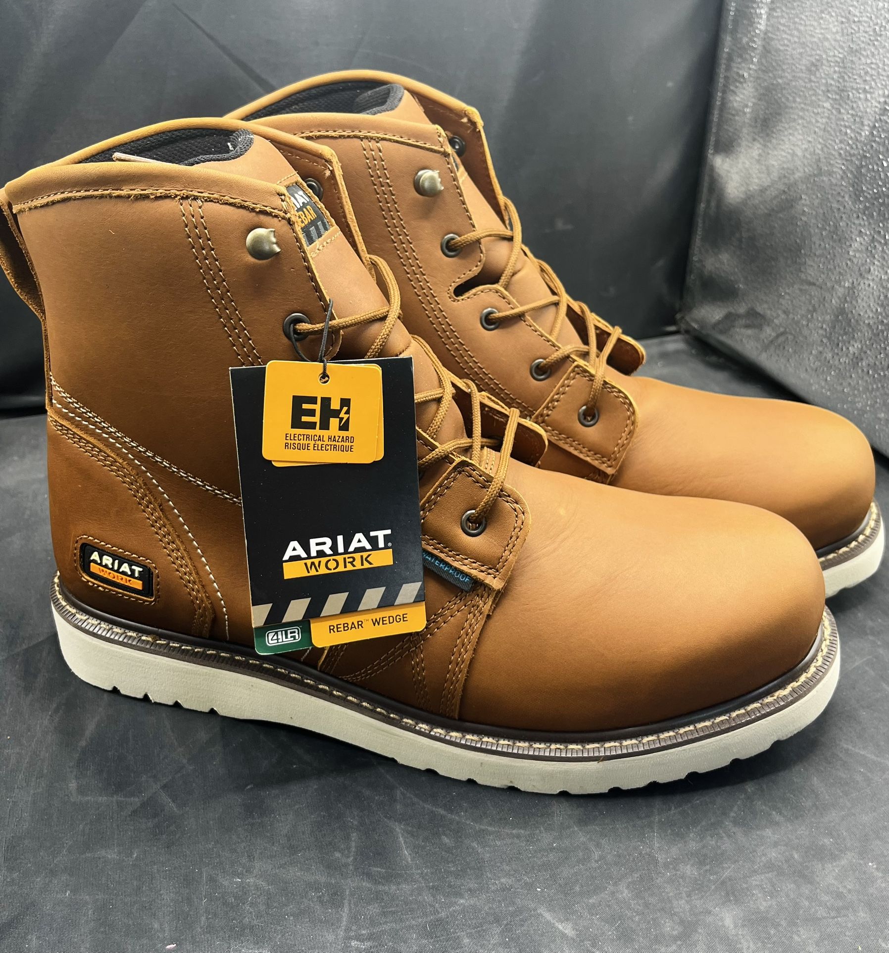 Ariat Work Rebar Wedge 6” Lift Men’s Brown Leather Work Boot Size 14EE Soft Toe