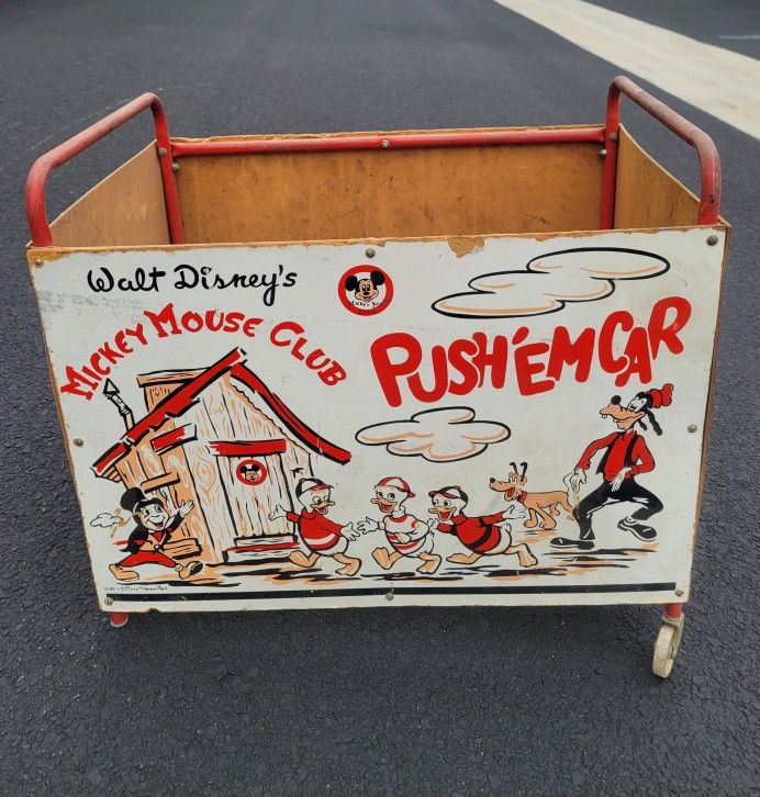 Vintage Walt Disney\'s Mickey Mouse Club Push\'Em Car Rare