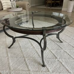Wrought Iron Round Glass Coffee Table