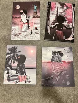 Set of 4 Afrocentric Art Prints – 16x20 – Vibrant, Feminine & Stylish