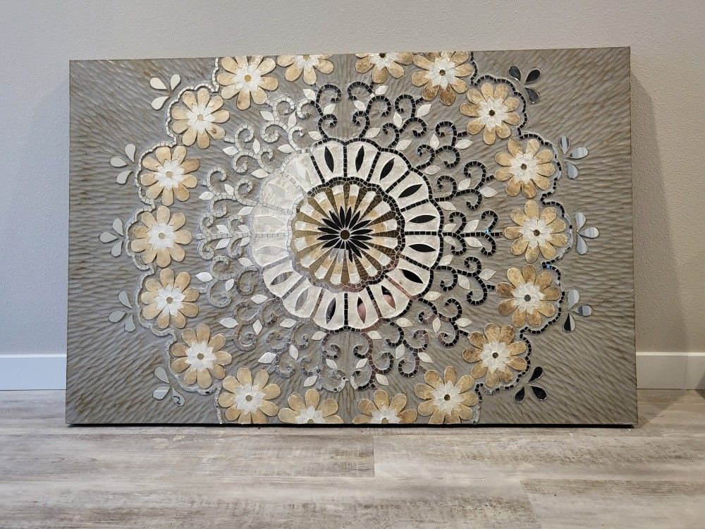 Pier 1 Mosaic Medallion Capiz Panel Art Piece