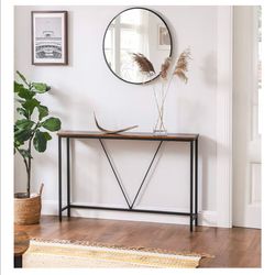 Console Table for Hallway, Slim Sofa Table for Living Room, Hallway Table, Easy Assembly, Rustic Brown and Ink Black