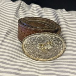 Vintage Belt With Elk Belt Buckle 