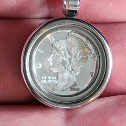 .999 Fine Silver Pendant Murcury Dime 1g Gram 