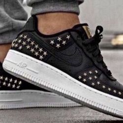 Nike Air Force 1 07 XX GOLD Studded Black White AR0639 001 Women's 8.5 Shoes