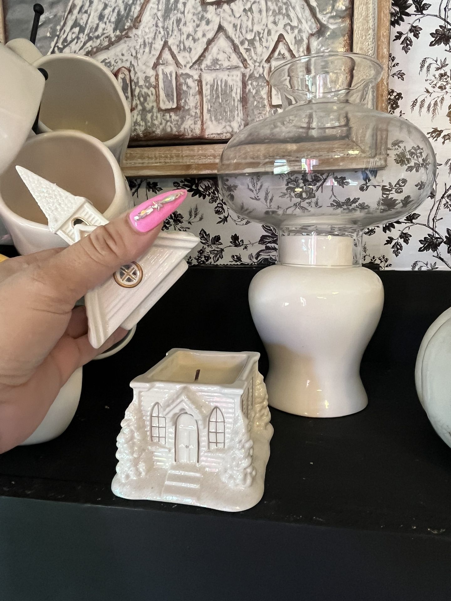 Vintage church candle with antique candle wall decor set