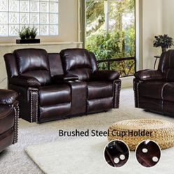NEW 3pc RECLINING SOFA AND LOVESEAT WITH RECLINER 