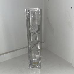 Mikasa Endless Love 12” Raised Rose Crystal Vase 4” Wide