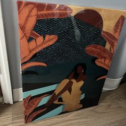 Abstract Tropical Woman Art Print | Modern Botanical Wall Decor | Serene Figure Painting