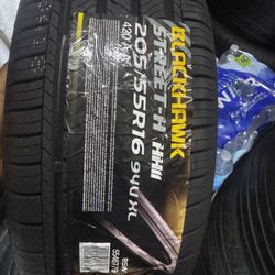 (4) 205/55R16  SET OF NEW TIRES BLACKHAWK  50.000 MILES ! INSTALLED AND BALANCE!