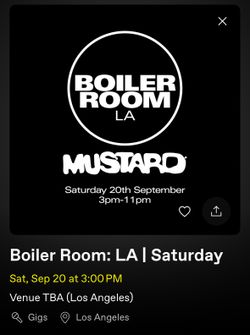 Boiler Room - DJ Mustard Sat 09/20