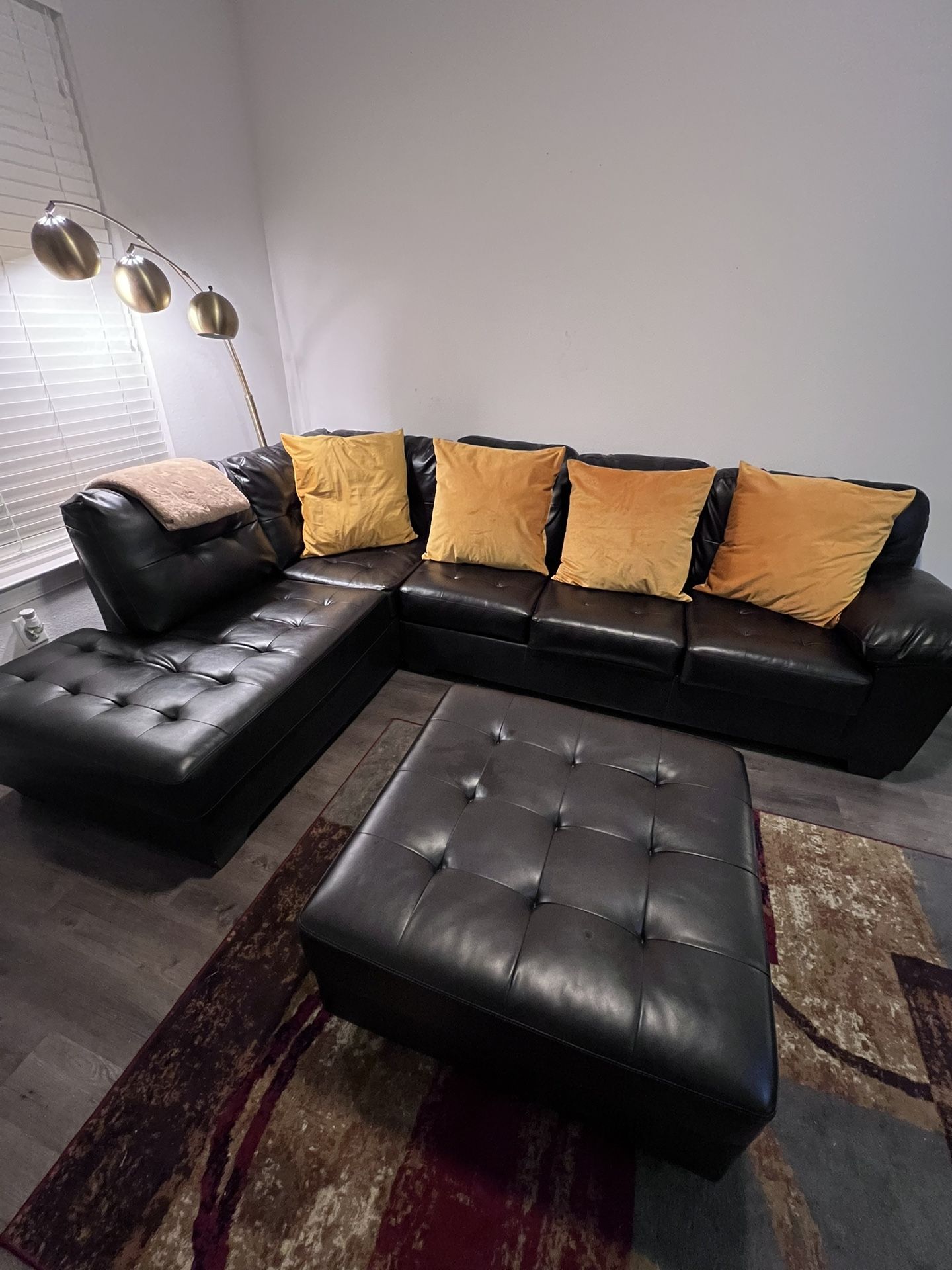 Black Leather Sectional 