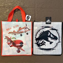 2 Brand new Disney Planes & Jurassic World reusable bags