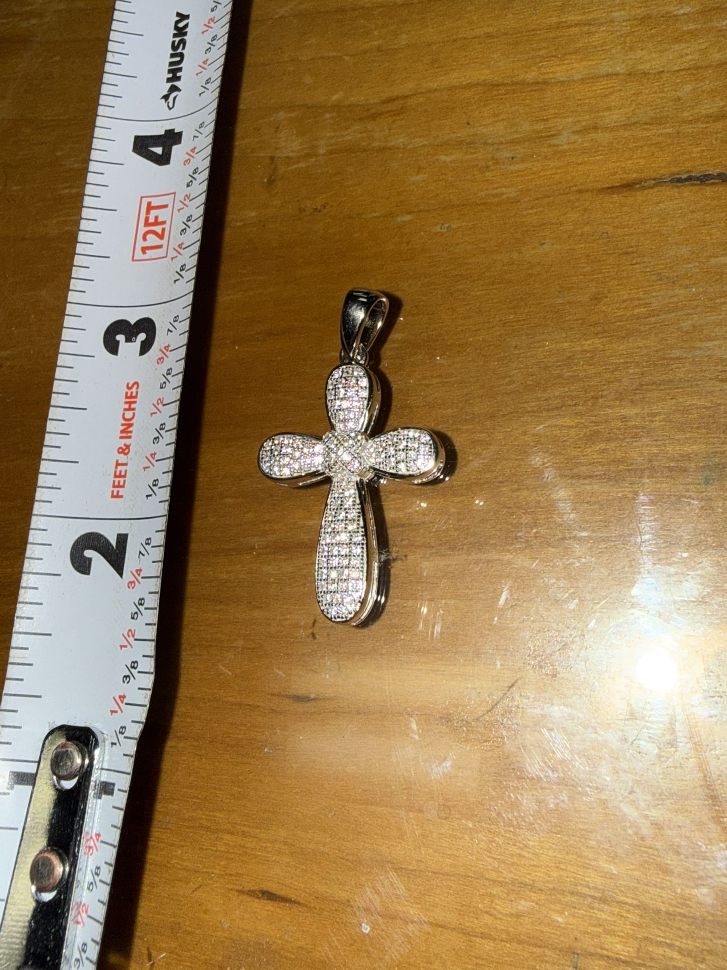 Beautiful solid silver lab Diamond Cross Pendant 