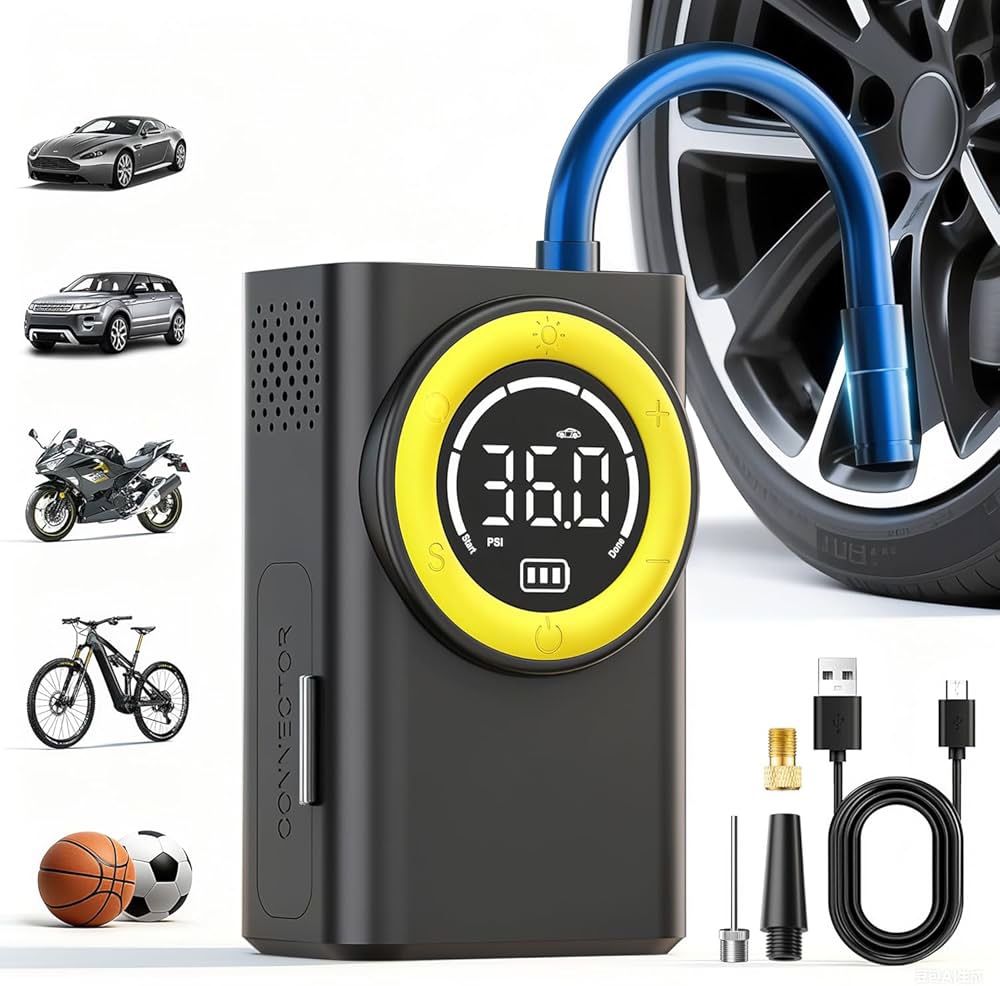 Brand New   Tire Inflator Portable Air Compressor,150 PSI Cordless Air Pump for Car Tires with Digital Pressure Gauge & LED Light,5X Faster Portable T