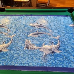 Vintage * CoverUp * Tapestry * Blue w/ Dolphins * 44"x66" * Fringe