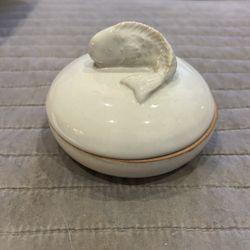 Cute Little Trinket Dish w/ Fish Lid.  Handmade In Thailand.