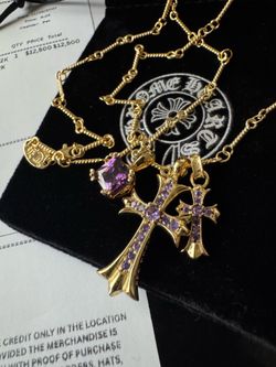 Church Chrome Emo Rock Hearts Sugar Cube Gold Color Plated Plat cross necklace