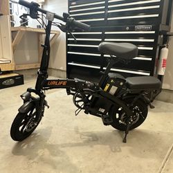 URLIFE Electric Bike for Adults, 14" Folding Electric Bike, 500W Peak Motor, 48V 375Wh, 20MPH, 40 Miles Long Range, Mini E Bikes for Adults and Teens,