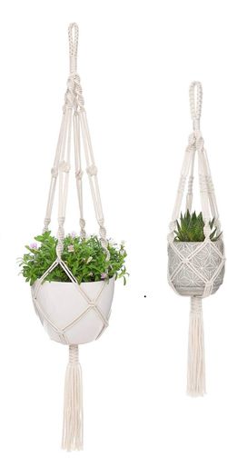 2 Macrame Plant Hangers 