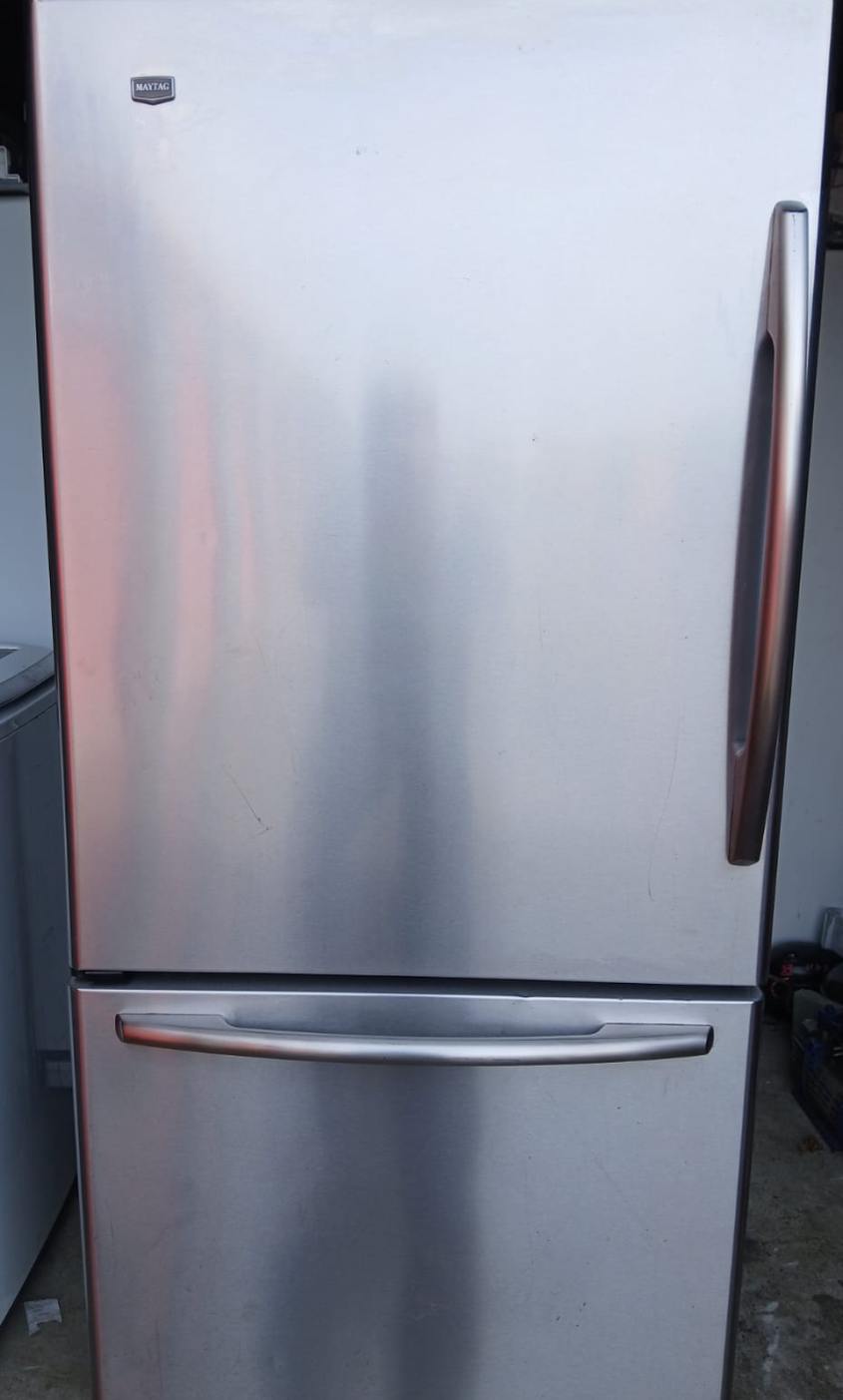 SpillProof Maytag Stainless Steel Fridge - Bottom Freezer