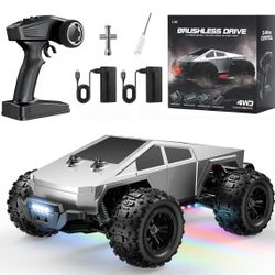 Tesla 1/16 Brushless Fast RC Cars for Adult, 35Mph High Speed Remote Control Car, Cyber RC Truck, 4x4 Monster Truck Toy, 2.4GHz Remote, All Terrain Of