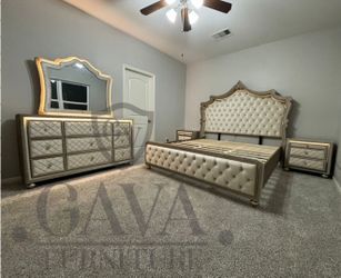Vendo Recámara Nueva Con Luz Led Solo 4 Pz Bed 1 Nigth Stand 1 Dresser 1 Espejo Queen Size Colchón Aparte