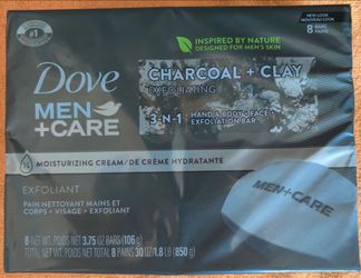 NEW Dove Men+Care Charcoal + Clay Bar Soap 8-Pack