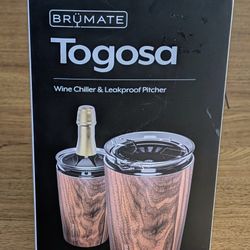 New In Box Brumate Togosa 49 oz. Wine Chiller & Leakproof Pitcher Walnut MCM