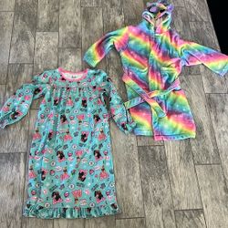 Girls Barbie Pajamas And Unicorn Robe