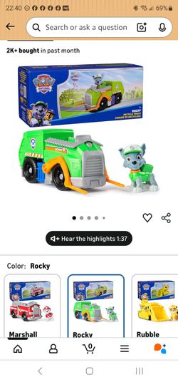 Paw Patrol, Rocky’s Recycle Truck, Toy Vehicle with Collectible Action Figure