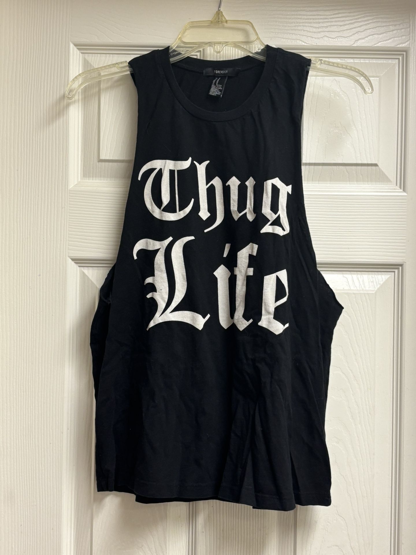 Forever 21 Black Tank Top with White Print