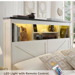 Queen Size Bookcase Headboard Storage Bed