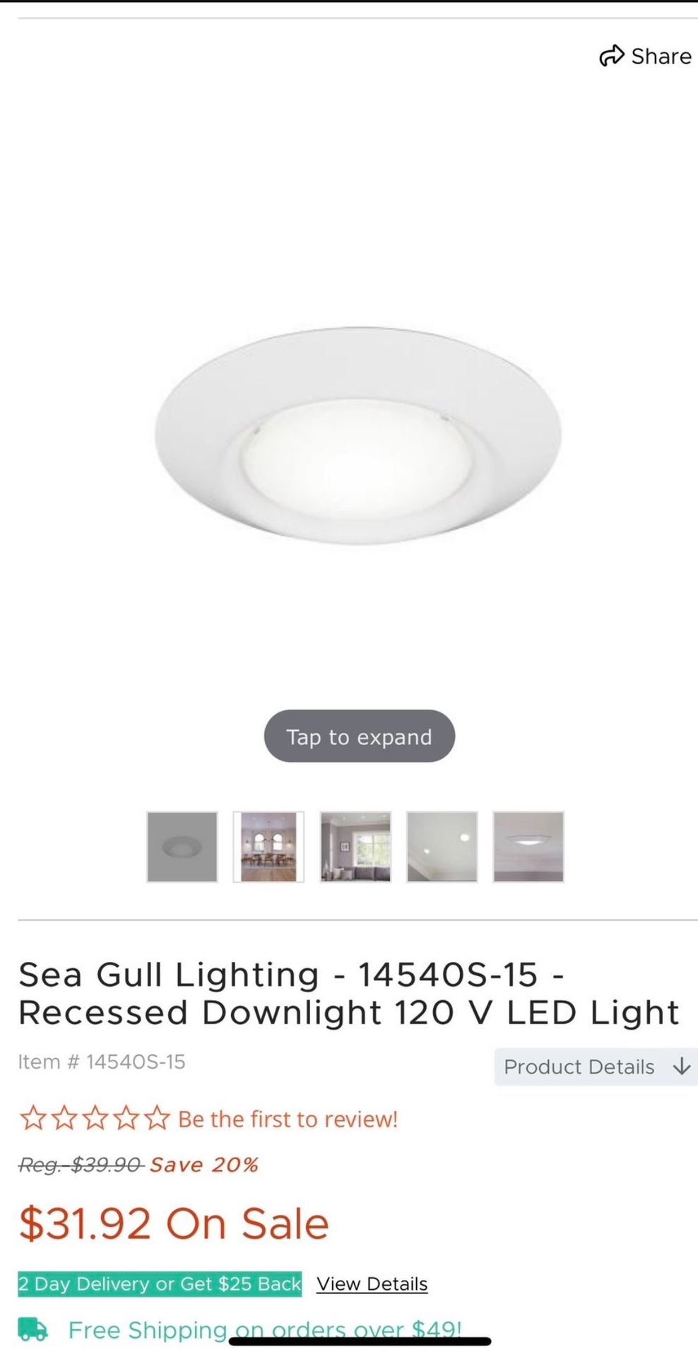 Sea Gull Lighting - 14540S-15 - Recessed Downlight 120 V LED Light