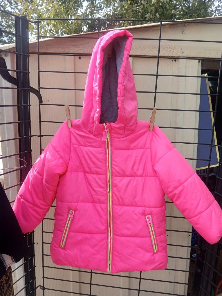 Girls 4t Cater Puff Coat , Pink