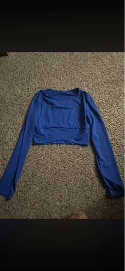 Blue Long Sleeve Crop Top
