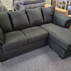 Cozy Small Casual Darcy Sofa Chaise ✅ Black/ Cobblestone ✅ New Brand ✅ Living Room Set✅ Fastest Delivery 🤩
