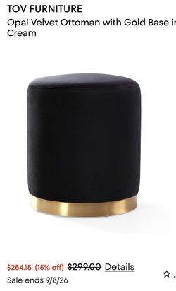 TOV Furniture Opal Velvet Ottoman Gold Base
