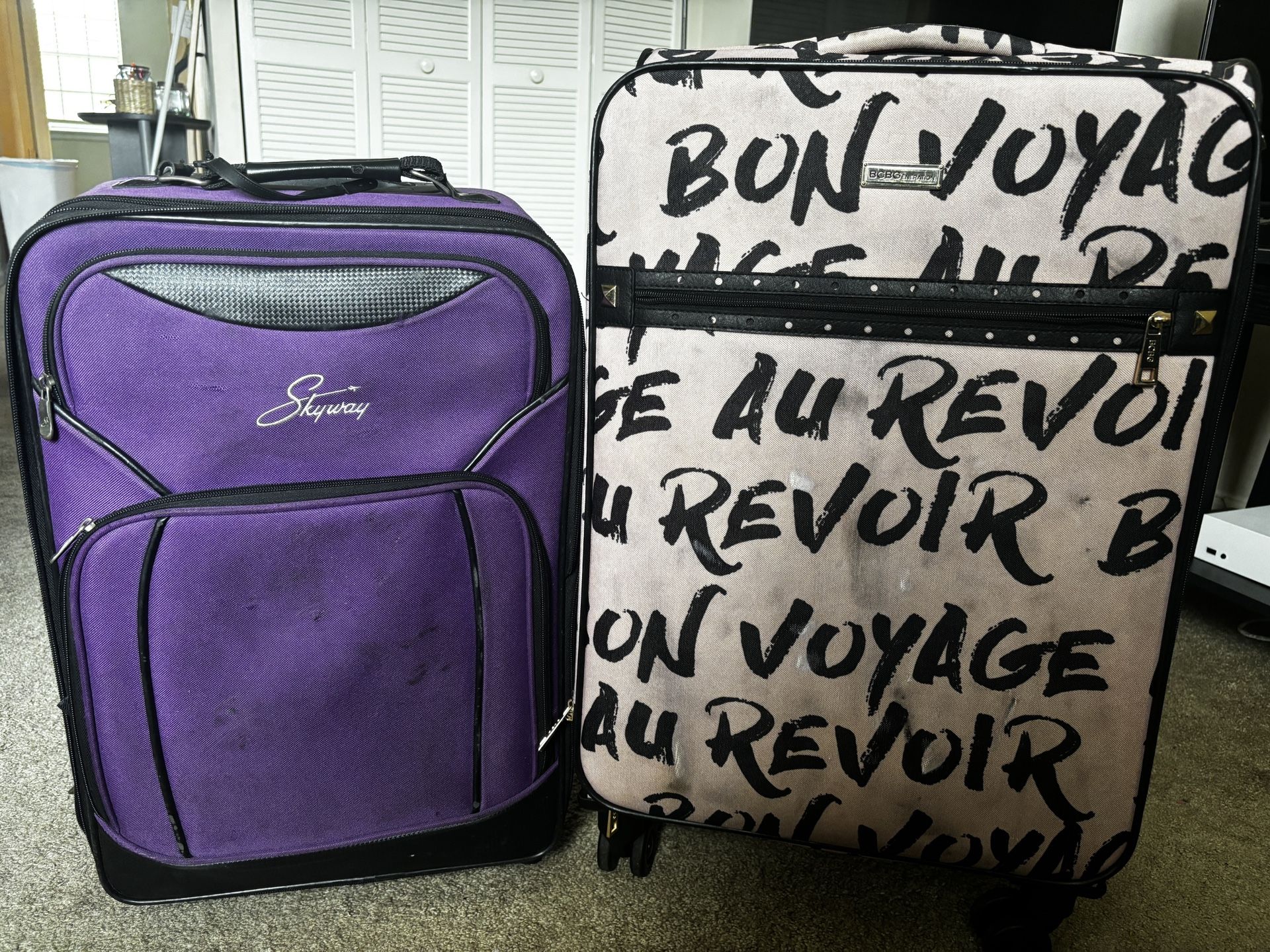 2 Carry-On Suitcases – Scuffed but Work Great! $25 for Both