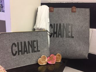 Chanel tote and make up bag set