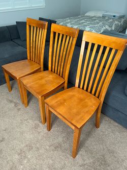 Set of 3 Wooden Dining Chairs